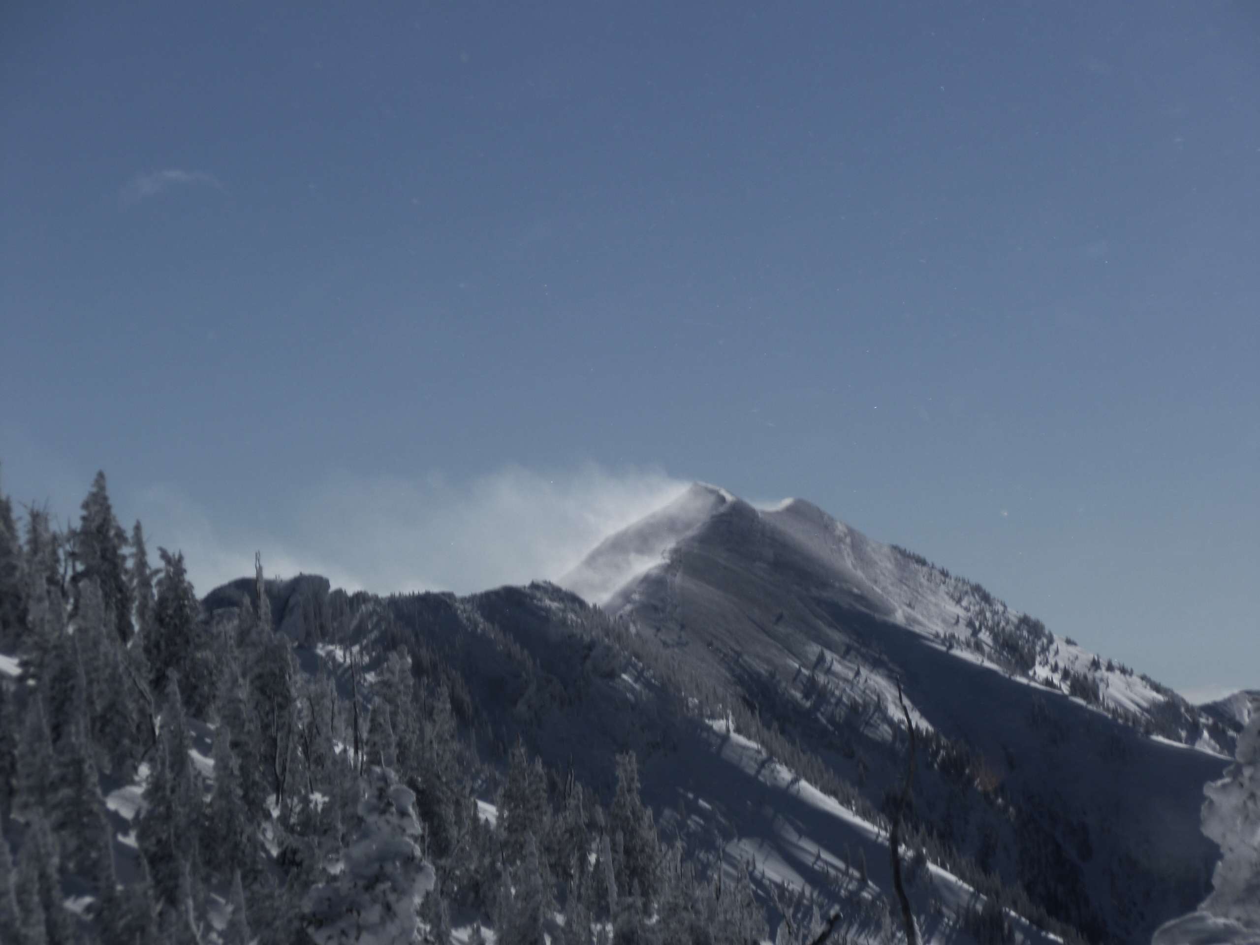 Snow scoured on West side of Saddle
