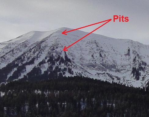 Snowpit locations on Saddle Peak Snowpit locations on Saddle Peak
