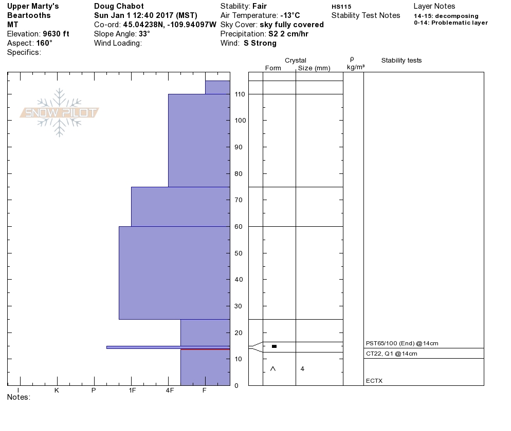 Upper Marty's Snowpit Profile